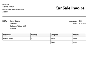Car Sale Invoice Template