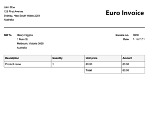 Euro Invoice Template