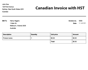 Canadian Invoice Template with HST