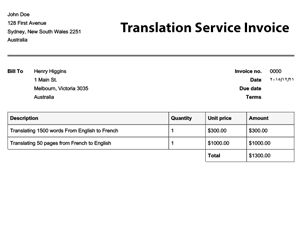 Translation Service Invoice Template