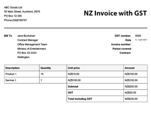 NZ Invoice Template with GST